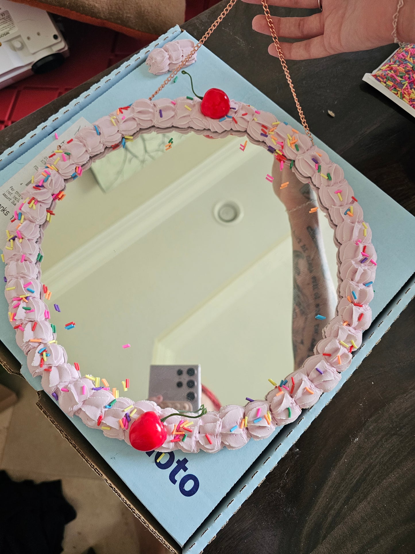 Cute cake hand made mirror