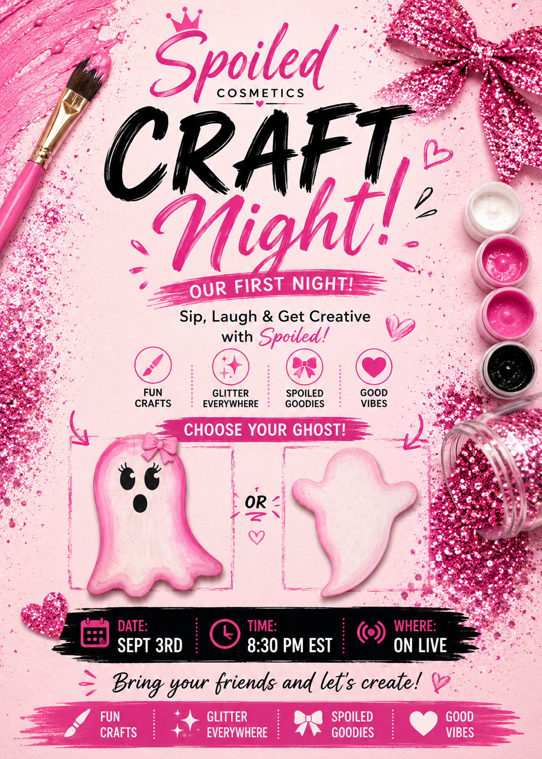 Gal-oween Pink Ghost craft night